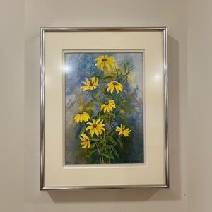 Framed Botanical Giclée Wall Art Floral Watercolor Print 11.5” x 15”